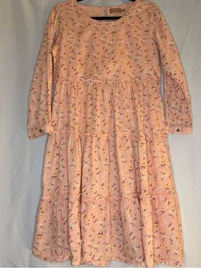 Shae Long Sleeve Pink Floral Tiered Dress